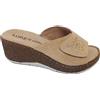 LOREN ciabatte zeppa Q7027 zatterone pelle 1 strappo SCAMOSCIATO BEIGE con stras