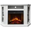 BricoShop24 Camino Elettrico con Mobile Angolare 1800W da Appoggio in Legno Bianco