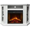 Camino elettrico caminetto da terra ad angolo MADISON in legno Bianco 126x78xH83