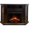 Camino elettrico caminetto da terra ad angolo MADISON in legno Marrone 126x78x83