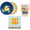 PartyDeco 44pz -Coordinato tavola festa MINIONS - piatti, bicchieri, tovaglioli - 12 ospit