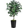 ASTIDY Albero di ficus artificiale, 1,5 m, albero finto da interno con fioriera alta nera, pianta finta da pavimento in vaso, albero di seta artificiale per casa, ufficio, soggiorno, decorazione per