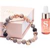 Scilla Rose Bracciale con Cristalli, Roccia Lavica e Oli Essenziali. Regalo per lei -