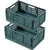 EURXLQ 4 Cestino Portaoggetti Pieghevole e Impilabile, Cassette in Plastica per La Cucina, Bagno, Ufficio (Giallo, 20×15×9cm