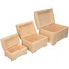 Wooden World - Set di 3 cofanetti ecologici in legno portagioie