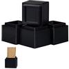 Relaxdays Set di 4 Rialzi per Mobili, Aumento in Altezza di 8,5 cm per Tavoli, Sedie, HxLxP: 10 x 11,5 x 11,5 cm, Nero