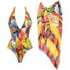 Costume Intero Donna Con Pareo Fantasia Colorata Sexy Mare Estate 4R7K2