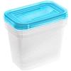keeeper Set da 3 Contenitori per Alimenti, 3 x 1 L, 15,5 x 10,5 x 11,5 cm, Fredo Fresh, Blu trasparente