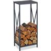Relaxdays Portalegna in Metallo, HxLxP: 80,5x34x25 cm, Scaffale da