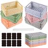 Aiuuee 6 PCS Cestini Pieghevoli in Plastica, Cassette Plastica Impilabili