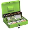 Relaxdays Cassetta di Sicurezza per Soldi, con Scomparto per Monete e 4 Vani per Banconote, 8,5x30,5x24,5 cm, Verde