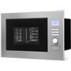 Bomann MWG3001HEB Microonde 3 in 1 da incasso con griglia e aria calda, display LCD, 8 programmi automatici, funzione timer, 25 l, parte anteriore e interno, argento