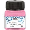 Kreul 16294 - Vetro e Porcellana Rosa Chiaro, in Barattolo da 20 ml, Vernice Trasparente a Base d'Acqua per Vetro e Porcellana, ad Asciugatura Rapida, cristallina