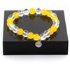 Gioielli Pietre E Minerali. Bracciale Perle Agata Gialla + Quarzo 8 Mm. Fabbricato In Fra