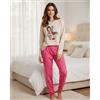 Santoro Gorjuss Gorjuss Pigiama Donna Invernale in Caldo Cotone Art. 62384 Colore Beige