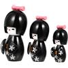 3pcs tradizionale giapponese kokeshi bambola in legno kimono bambola ornamento