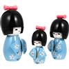 3pcs tradizionale giapponese kokeshi bambola in legno kimono bambola ornamento