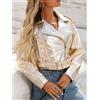 Giacca Biker Oro Metallizzata Pelle Sintetica Corta Slim Fit Con Moda BKL9144