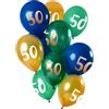 Folat 69150 Palloncini 50 anni Verde-Oro 30 cm - 12 pezzi Palloncini per Aria e Elio kit per Compleanno