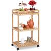 relaxdays 10029398 Carrello da Cucina in bambù, Carrellino con 3 Ripiani, Ruote