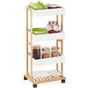 Relaxdays Carrello da Cucina, in bambù e MDF, Mobiletto 4 Ripiani