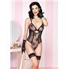 Leg Avenue Vintage Teddy Model 86555 Nero/Nude M/L, 1er Pack (1 X 1 pezzi)