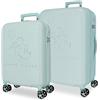 Disney Joumma Traveling with Minnie Set di Valigie Blu Turchese 44x65x26 cm Rigido ABS Lucchetto a Combinazione Integrato 95L 5.8kg 4 Doppie Ruote Bagaglio a Mano