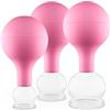 pulox Set di 3 coppette in vero vetro con ventosa, 25 mm, 32 mm e 40 mm, colore: rosa