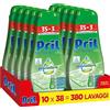 Pril Gel Green Tutto in 1, Detersivo Lavastoviglie in Gel di Origine Naturale, 10 Confezioni x 35+3 Lavaggi