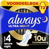 Always Ultra assorbenti da donna, taglia 4, Secure Night, 72 assorbenti con ali (6 x 12 pezzi), confezione mensile, ultra sottili e super assorbenti