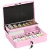 Relaxdays Cassetta di Sicurezza per Soldi, con Scomparto per Monete e 4 Vani per Banconote, 8,5x30,5x24,5 cm, Rosa