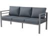 VivaGarden Divano da Esterno 3 Posti Cuscini Alluminio 185x66x64 cm Grigio