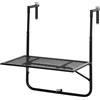 VivaGarden Tavolo da Balcone Pieghevole in Metallo 60x40x57-72 cm Nero