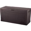 KETER Cassapanca contenitore Baule da Esterno Resina 117x45x57h cm Ruote Marrone
