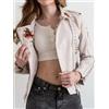 Giubbotto Donna Bianco Pelle Sintetica Biker Floreale Corta Slim Casual V8R5M