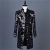 Giacca Suit Blazer Lunga Reversibile Due Toni Di Paillettes Cabaret Carnevale