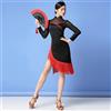 Abito Cheongsam Con Frange Mesh Stampa Per Ballo Salsa Tango Latino Samba Nuovo