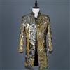 Giacca Suit Blazer Lunga Reversibile Due Toni Di Paillettes Cabaret Carnevale