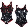 Donna Simil Latex Body Effetto Bagnato Tuta Sexy Erotica Traforato Clubwear Nera