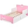 Relaxdays Letto per Bambini, Sponde Anticaduta, Rete a Doghe Rigide, Motivo Cigni, MDF, HLP: 60x77x143 cm, Bianco Rosa