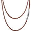 FaithHeart Collana Uomo Collana Caucciu 2/3 MM Nero/Marrone Corda di Cuoio Pelle