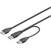 Goobay 93353 Cavo USB 2.0 ad Alta Velocità Dual-Power, Nero, 0.3m Lunghezza del Cavo