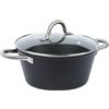 axentia 135658 - Pentola, Ø ca. 20 cm, forgiato, con coperchio in vetro, colore: Nero