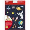 APLI Kids 19225 - Sacca gommata a tema spaziale adesivo rimovibile - 3 fogli di adesivi educativi Spazio