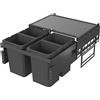 VAUTH-SAGEL Envi Space - Pattumiera da incasso a 4 scomparti, completamente estraibile, con smorzamento e alimentatore automatico, 4 x 10 litri, in plastica, colore: grigio lava
