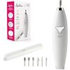 Jata JBSM1200 - Set professionale per manicure e pedicure, rotazione a doppio senso, inclusa custodia con 6 accessori, controllo della velocità progressivo, ricarica USB, bianco