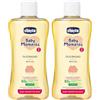 Chicco Baby Moments Olio Bagno per Pelli Sensibili, con Formula Naturale ad Azione Delicata e Idratante, 0+ Mesi - 200 ml (Confezione da 2)