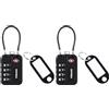 GRIFEMA GA1008 Lucchetti TSA con Combinazione a 4 Cifre, Cavo Acciaio Flessibile per Valigie, Borse e Viaggi, Nero (Confezione da 2)