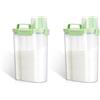 VINATO Contenitore Ermetico 2.5L per Detersivo in Polvere e Croccantini, Box con Beccuccio e Scala di Misura, Materiale PP per Lavanderia e Casa, Verde (Confezione da 2)