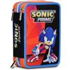 Seven Sonic Astuccio Scuola Elementare 3 Scomparti COME AND GET ME Blu Rosso Contenuto
